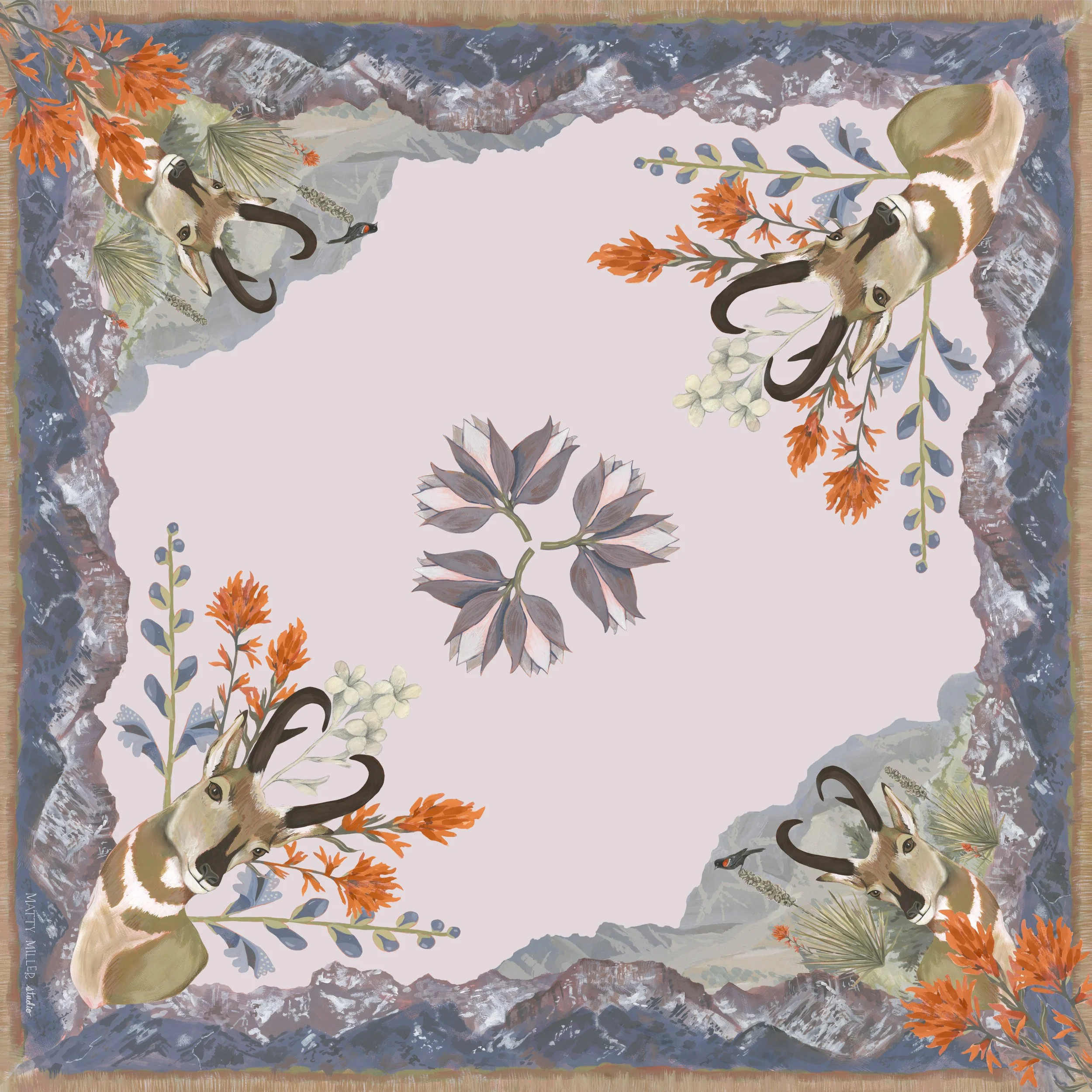 Columbine Silk Scarf – Elegant Floral Accessory by Matty Miller